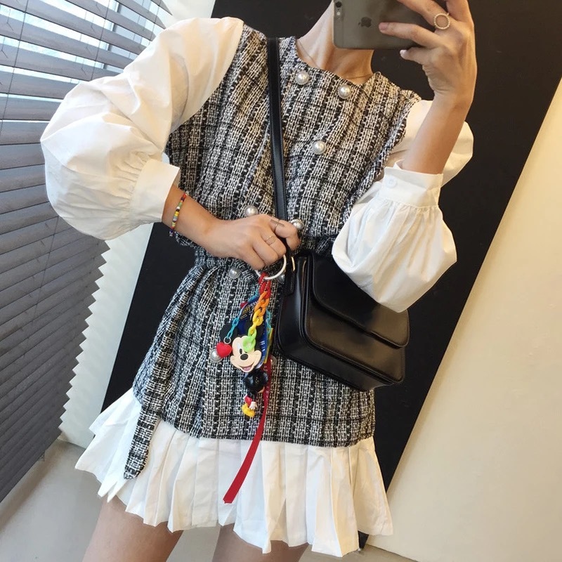 予約 A Wモノトーンツイードワンピース Mapretty