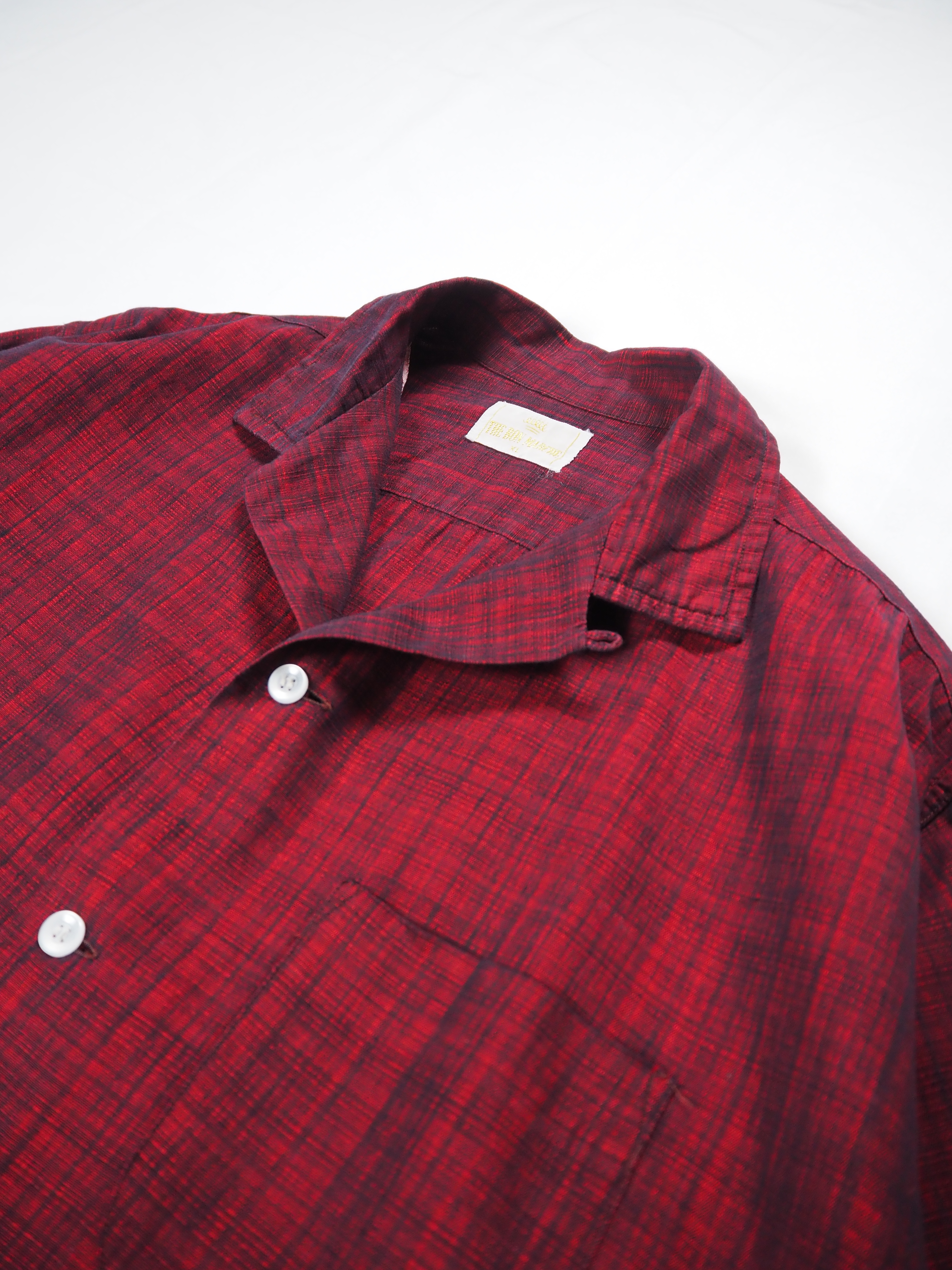 50’s-60’s The Bon Marche コットンシャツ XLサイズ レッド×ブラック の画像 5