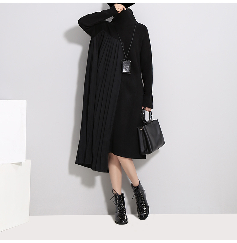 秋冬 Aw 異素材 変形 ワンピース タートルネック ディナー お呼ばれ Eed