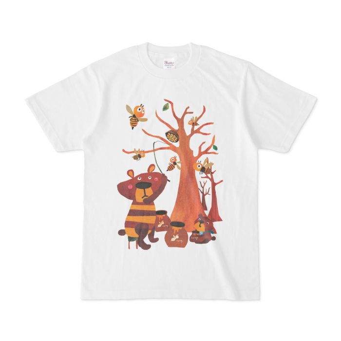 前面プリントイラストtシャツ はちみつさがし Orange Garden