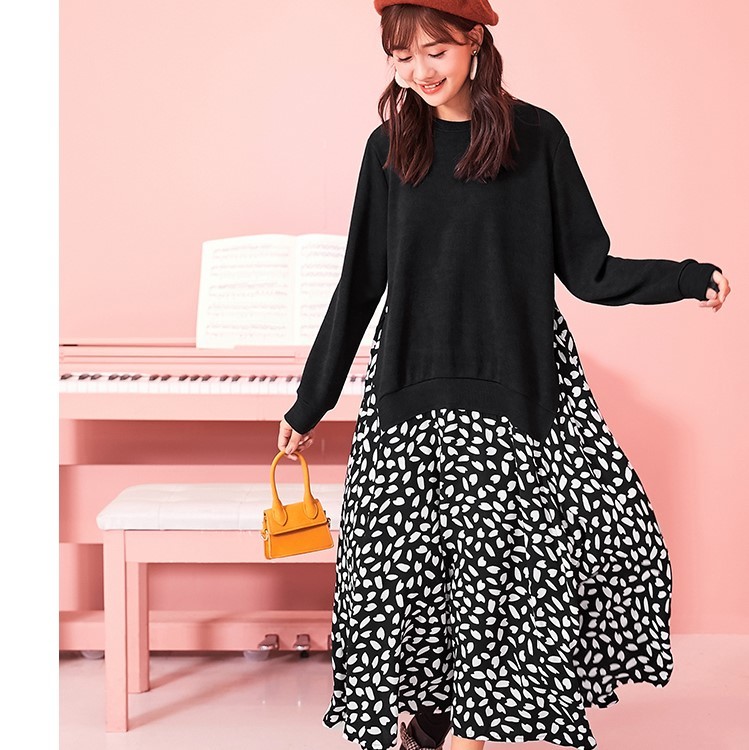 秋新作 ワンピース ロングワンピース大きいサイズ ロングワンピース春 花柄ロングワンピース ロングワンピース長袖 ワンピースドレス ロングドレス ロングワンピース黒 ドッキングワンピース Viento