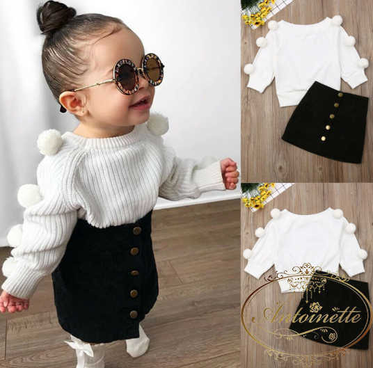 ベビー ポンポン 秋 冬 トップス スカート セットアップ かわいい あかちゃん 赤ちゃん 子供服 モノトーン Antoinette ベビー ポンポン 秋 冬 トップス スカート セットアップ かわいい あかちゃん 赤ちゃん 子供服 モノトーン Antoinette