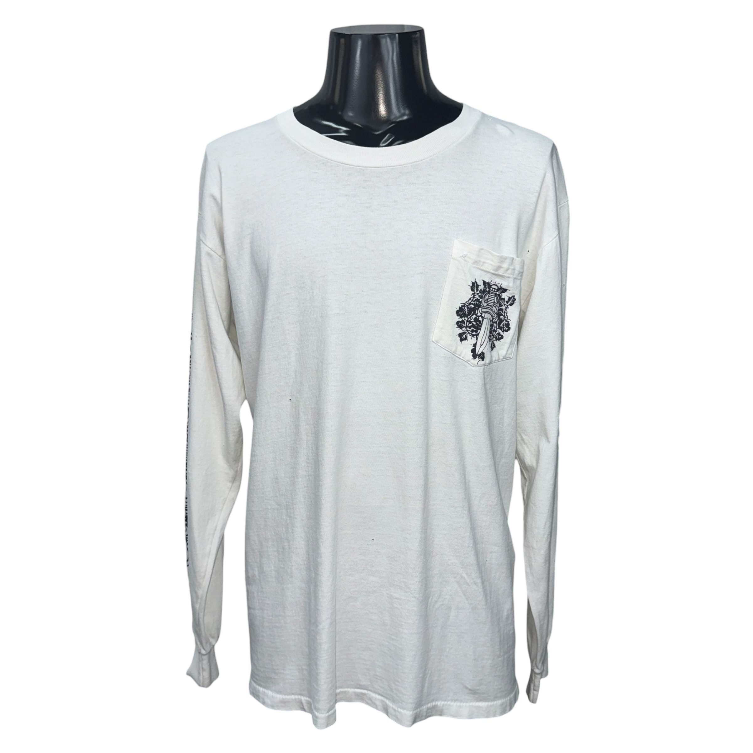 【CHROME HEARTS】クロムハーツ “DAGGER / FLORAL CROSS” 90’s Vintage ポケット ロングスリーブTシャツ