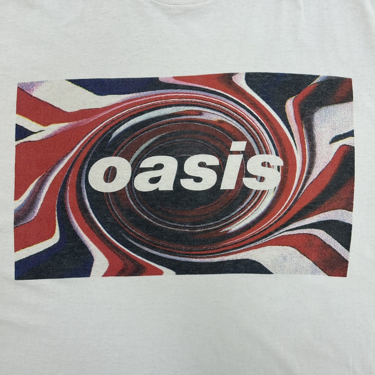 OASIS オアシス UKロック グラフィックプリント バンドT ロックT ホワイト 古着 L の画像 6