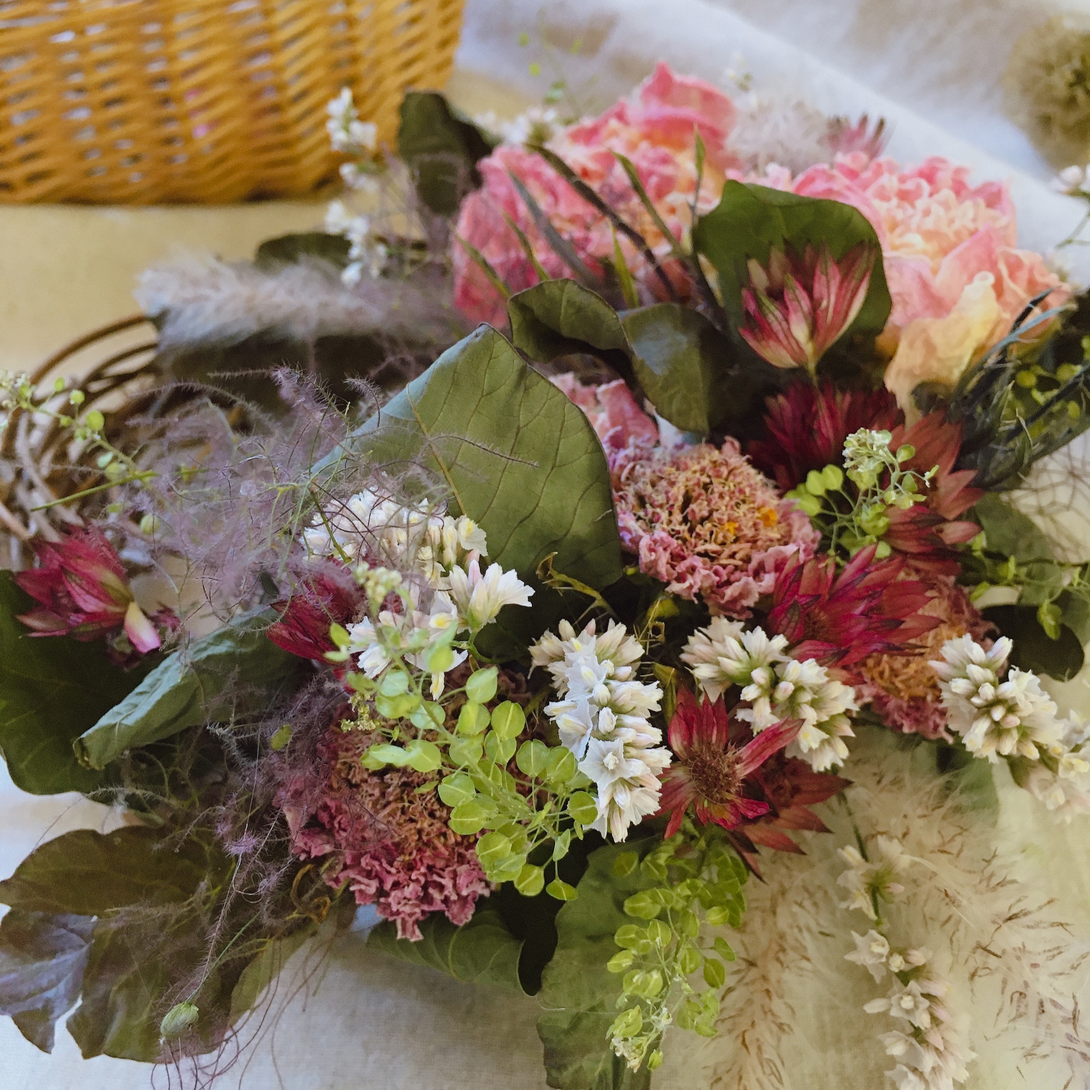 芍薬のリース ナチュラル アンティークのドライフラワーリースoriori