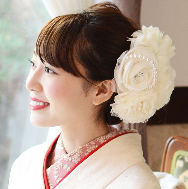 和装 髪飾りローズコサージュの花飾り Ha109 結婚式 成人式 Cha Cha