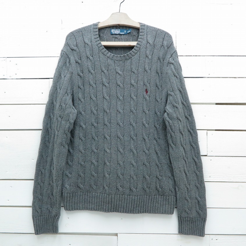 Ralph Lauren ラルフローレン ケーブル編み クルーネック コットンニットセーター メンズ Lサイズ Represent Onlinestore