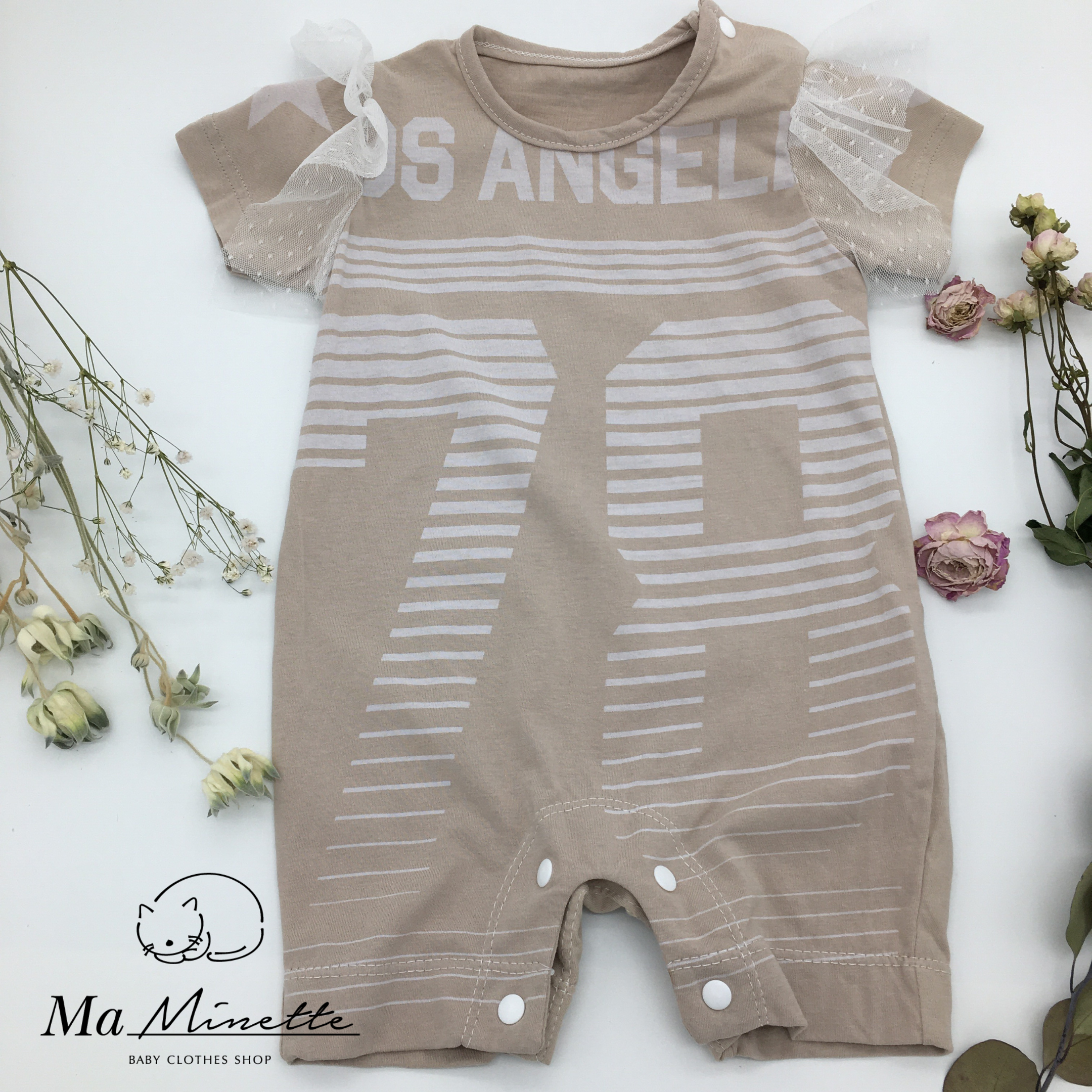 袖コンシャス リメイク ロンパース Los Angeles 78 ベビー服 70 Ma Minette