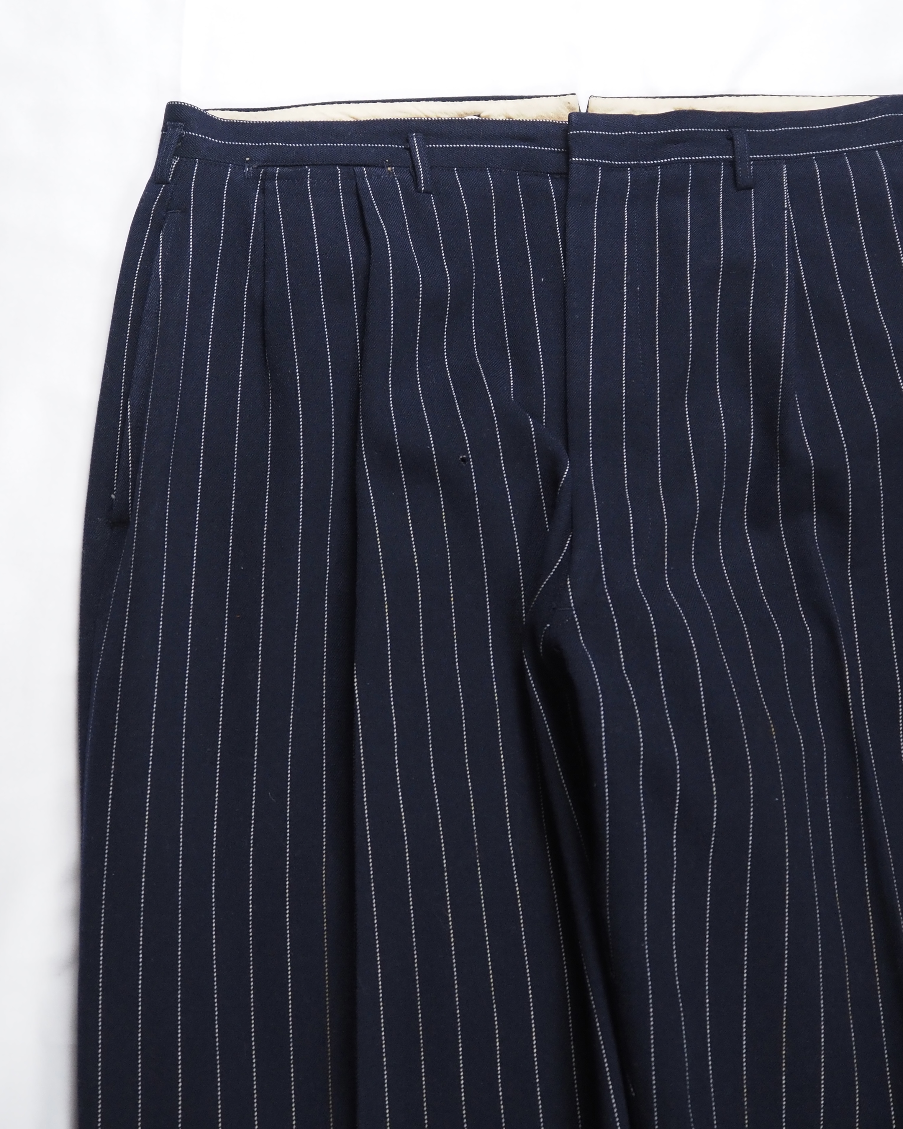 50’s Wool Slacks ストライプ ネイビー×ホワイト の画像 2