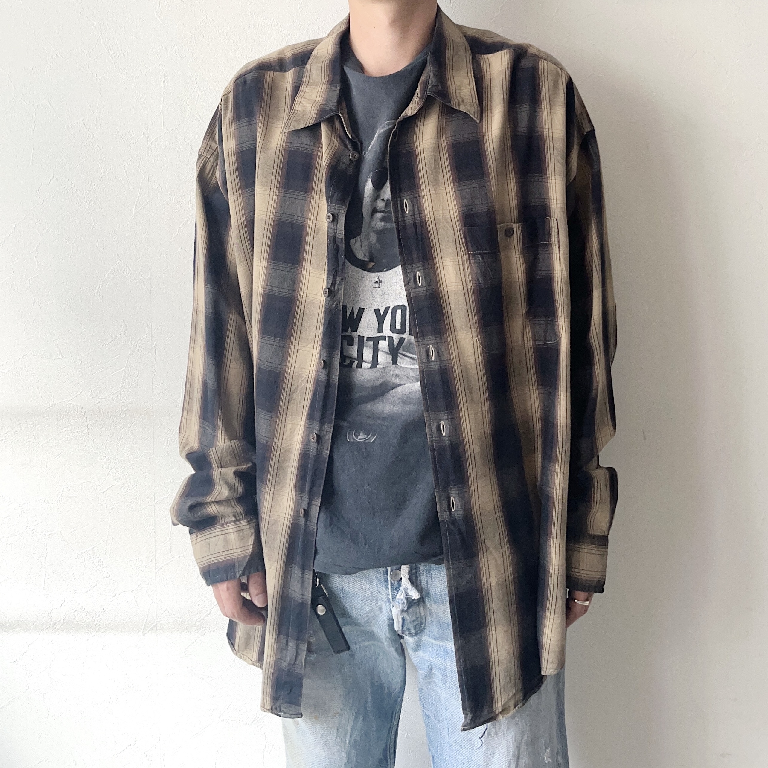 Vintage 90's【KHAKI'S by ARROW】Ombre Check Rayon Shirt の画像 3