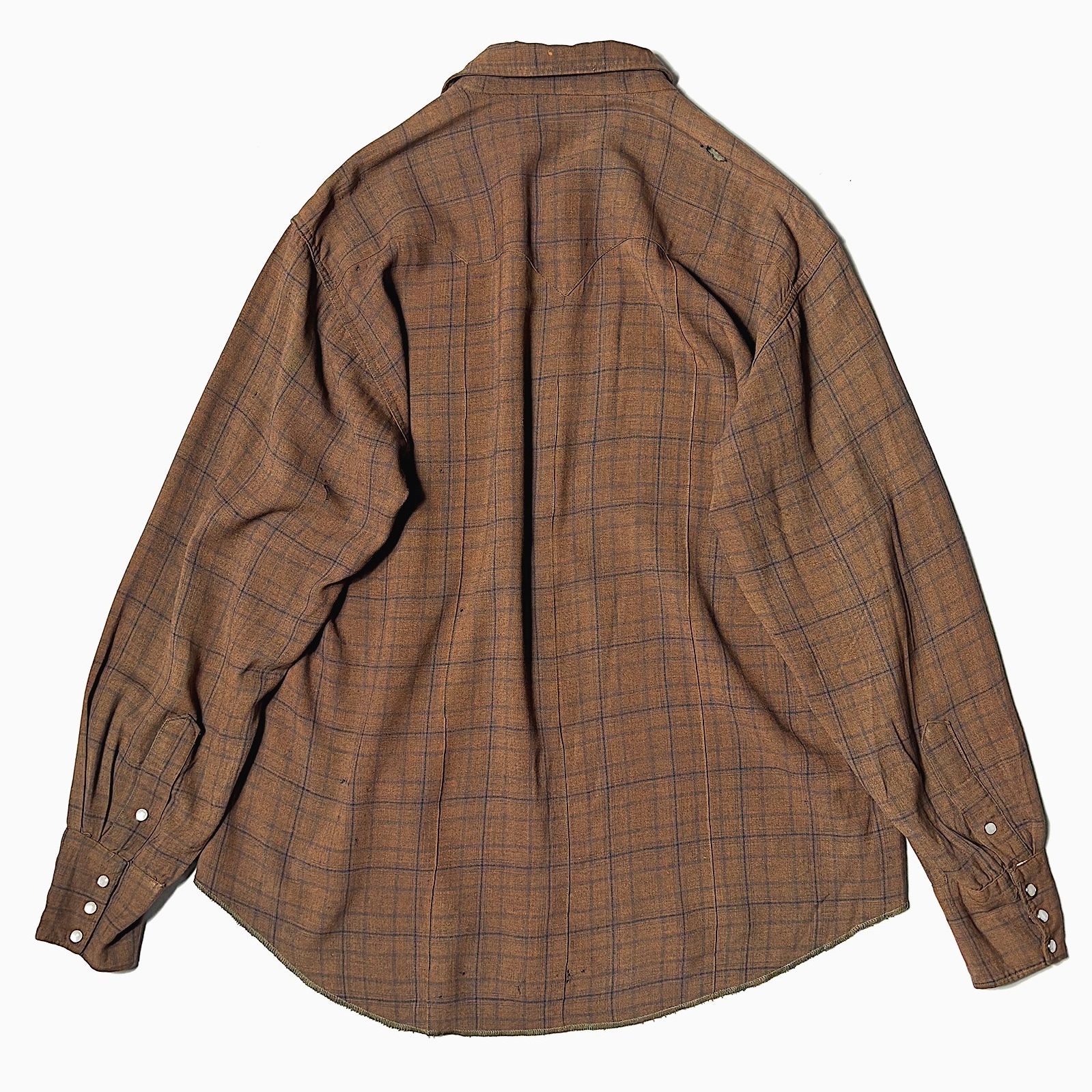 Vintage 60's Rayon Check Western Shirt の画像 2