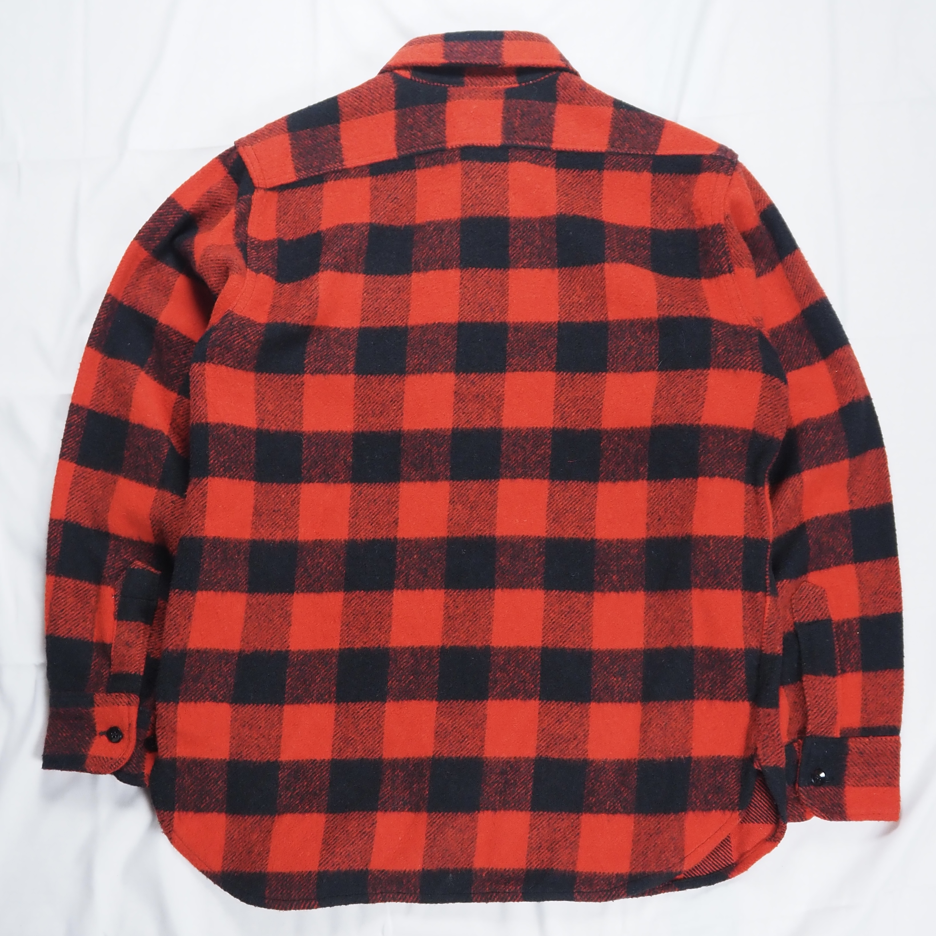 70’s J.C. Penny フランネルシャツ Mサイズ レッド×ブラック ブロックチェック Mサイズ マチ付き オンライン限定商品 の画像 10