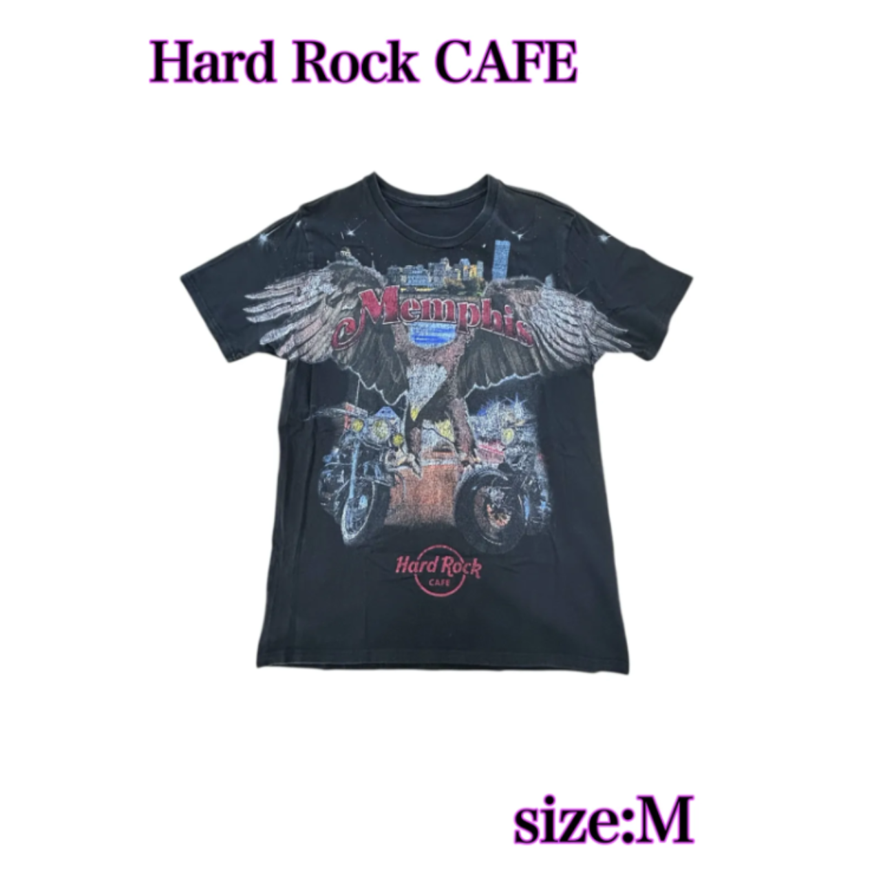 HARD ROCK CAFE 半袖TEE/MEMPHIS/黒/古着/Fits L