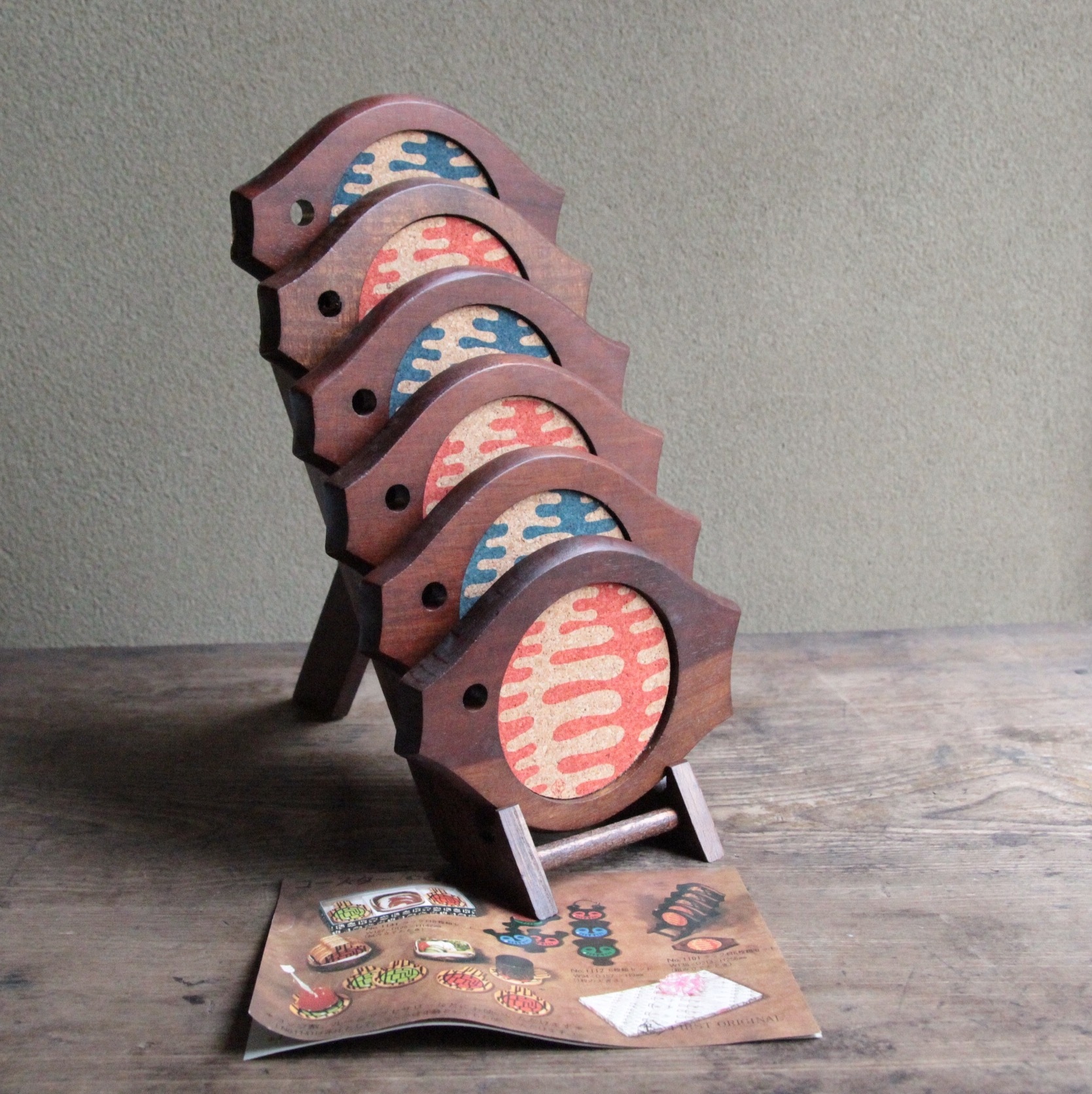 佐藤錦一作 木製コースターセット 古道具 ソルト