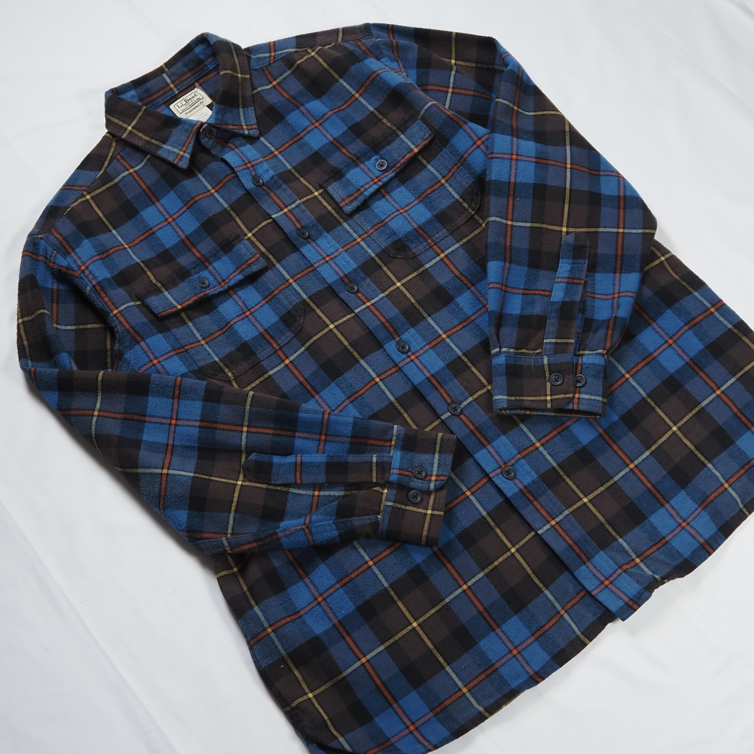 L.L. Bean ヘヴィフランネルシャツ ブルー Lサイズ の画像 3