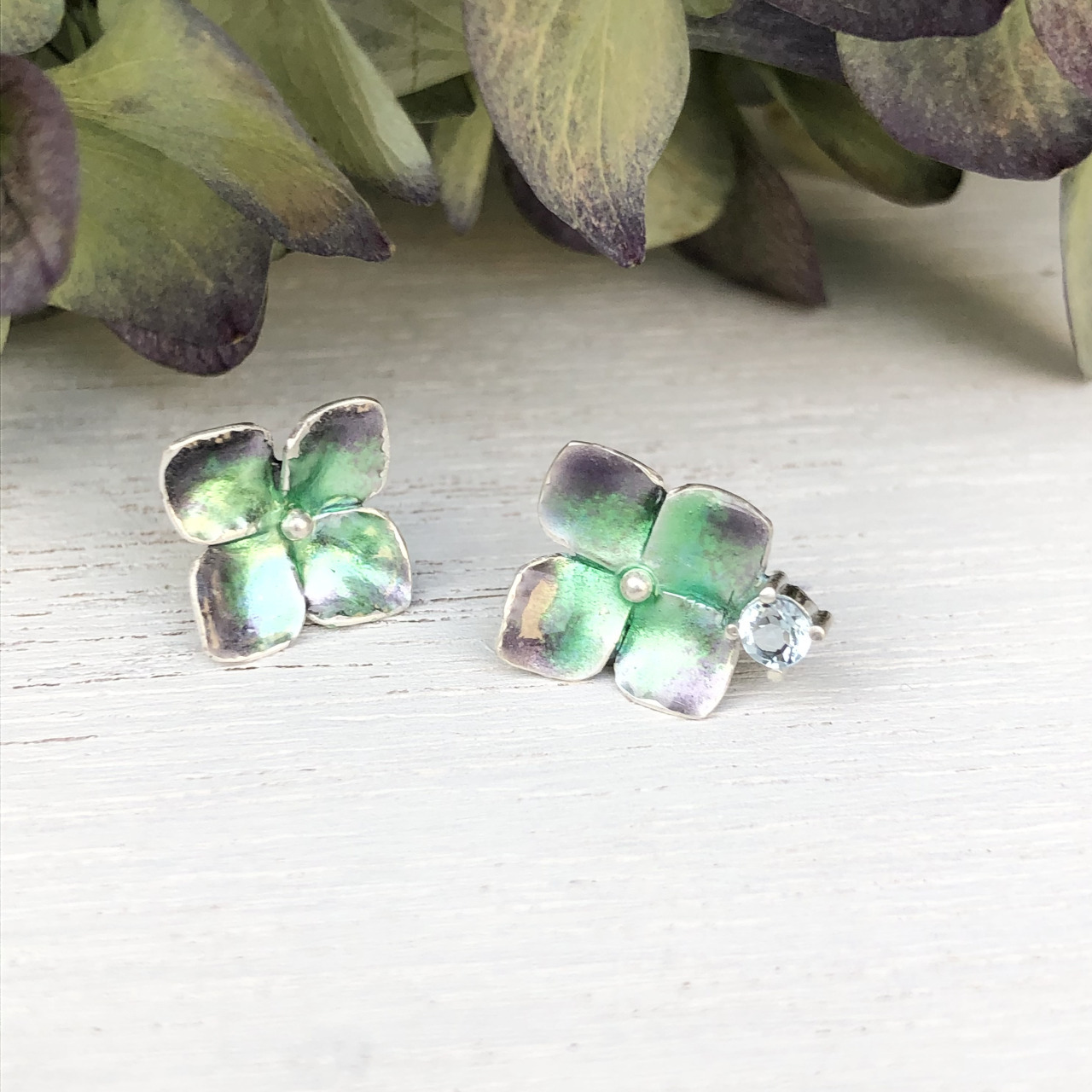 秋色紫陽花の七宝ピアス Opsoukq オプスーク