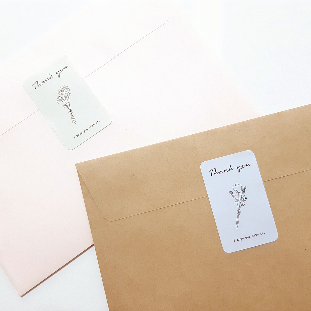 Giftシール 花束 ブルーグリーン 30枚入り 文字変更可能 サンキューシール ショップシール Thankyou For You ラベルシール Acubi Drops