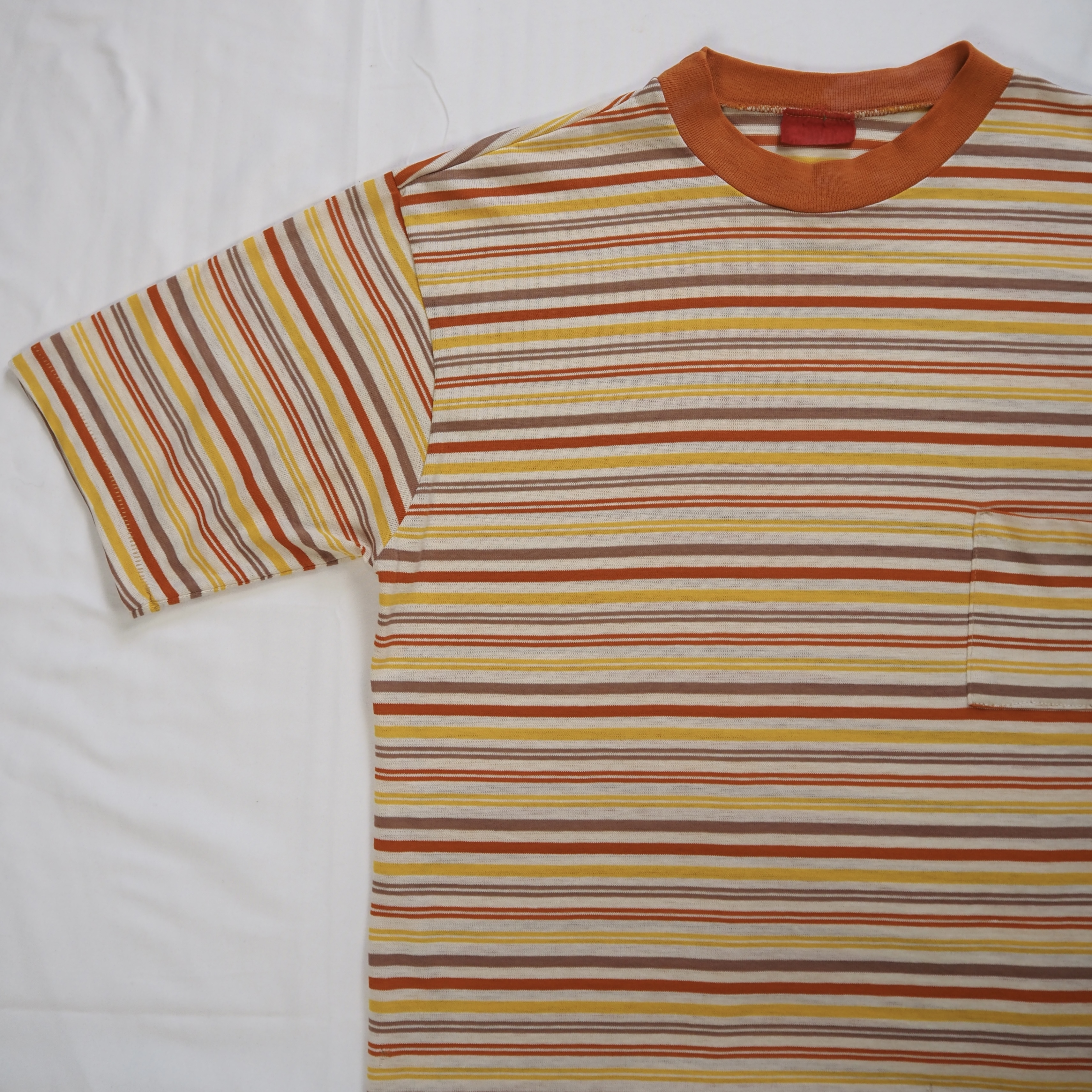 70’s-80’s ボーダーTシャツ オレンジ Mサイズ程度 の画像 2