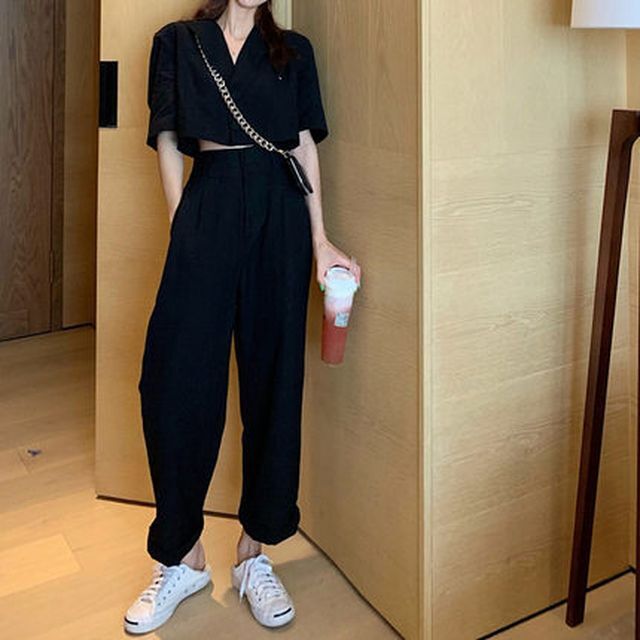 セットアップ レディース 春夏 ツーピース スーツセットアップ テーラードカラー ショートパンツ マスキュリンスタイル フェミニン 大人カジュアル レイヤード Su 0123 Y Happy Orurea ハッピーオルレア