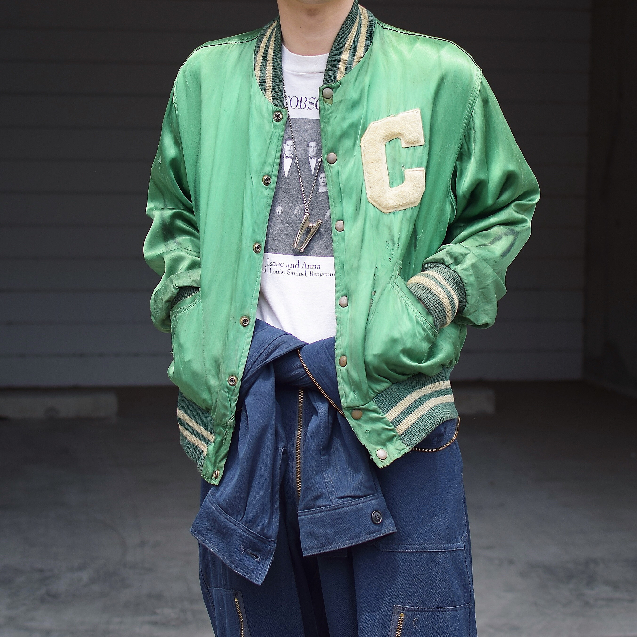 Vintage 50's【Powers ATHLETIC WEAR】Grunge Satin Jacket の画像 3