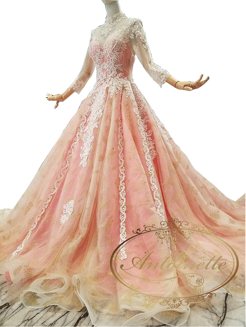 特注品 オーダーエイド可能 大き目サイズ 可能 ウェディングドレス ピンク ドレス 結婚式 二次会 花嫁 パーティードレス ウエディング ブライダル 大きいサイズ 花嫁 披露宴 ブライダルドレス Antoinette