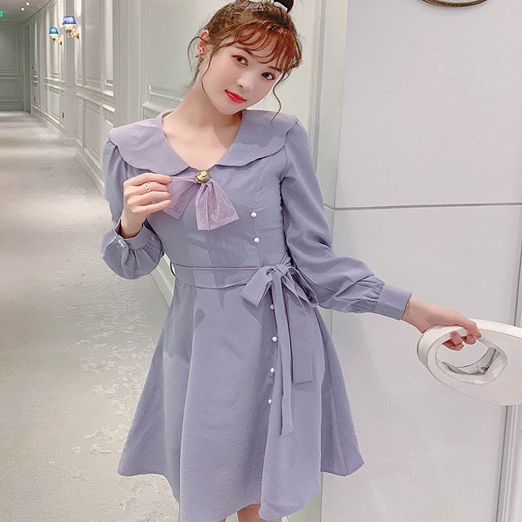 ワンピース ワンピ レディース 女性用 通販 通販ワンピース 通販ワンピース 無地 ボウタイ 長袖 リボン ハイウエスト フレア ミニ丈 ショート ボタン スリット デート 学校 通学 普段着 デイリー 女子会 大人かわいい 定番 人気 おすすめ トレンド 春 上品 エレガント 新作