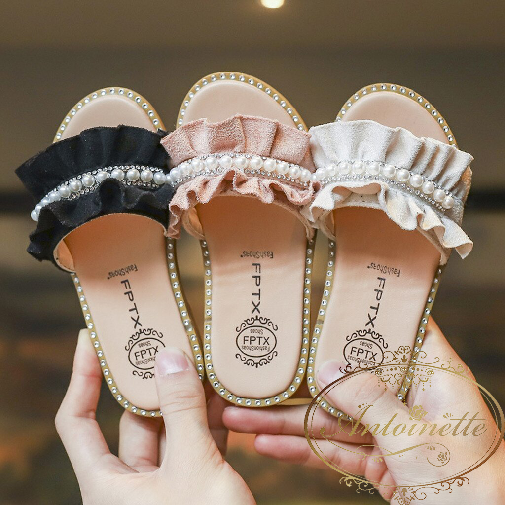Kids Baby Shoes 子供 靴 夏 シューズ かわいい パール 真珠 フリル フラット ペタンコ Antoinette Kids Baby Shoes 子供 靴 夏 シューズ かわいい パール 真珠 フリル フラット ペタンコ Antoinette