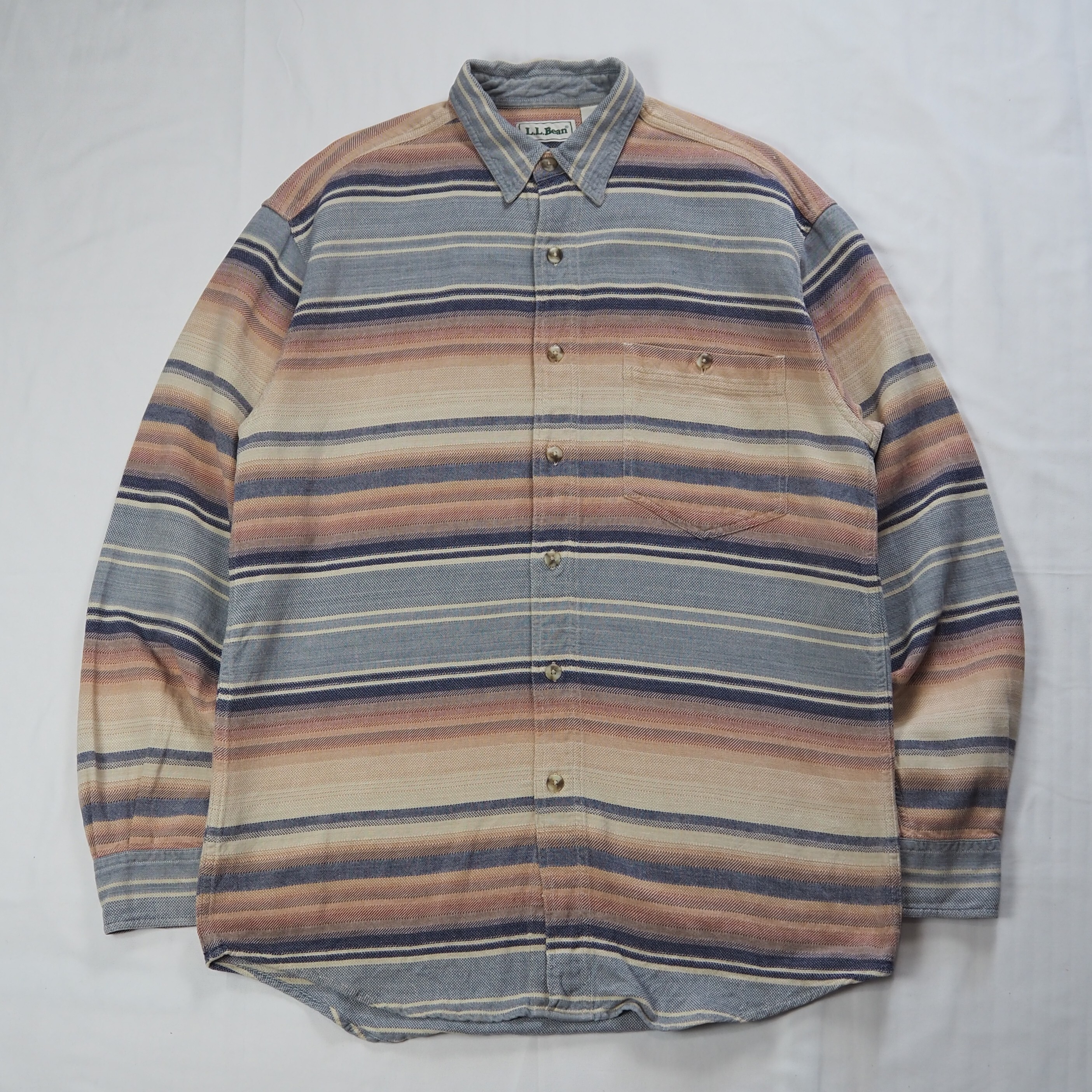 90's L.L. Bean ネルシャツ Mサイズ ボーダー