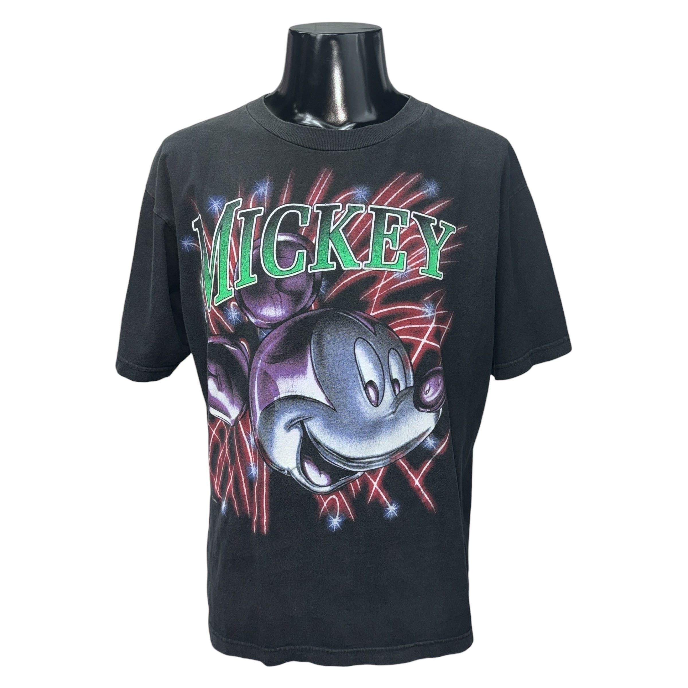 【DISNEY】ディズニー ミッキーマウス “Metallic Fireworks” 90s グラフィック Tシャツ