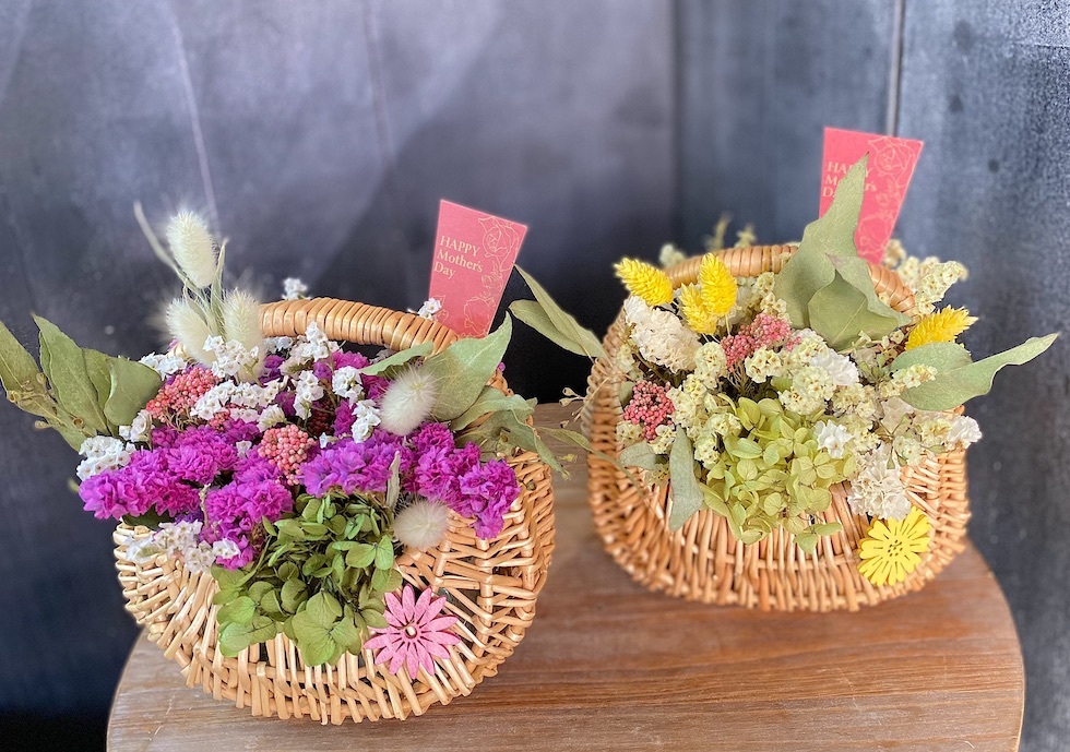 母の日 ドライフラワー バスケット 全国配送可 沖縄県 豊見城市のお花屋さん Happy Flower 一花