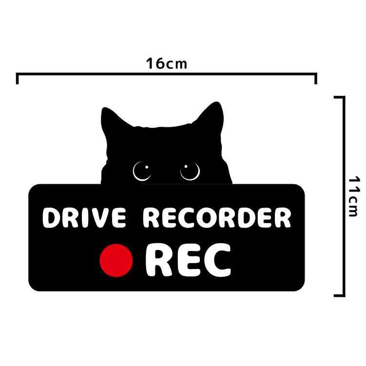 ドライブレコーダー 搭載 ステッカー 155d サイズ 11cm 16cm 猫 ねこ ドラレコ Drive Recorder カーステッカー カー用品 録画中 防犯 セキュリティー カーサイン リアガラス 煽り運転 かわいい リアウインド 猫好き ねこ好き ドラ猫 どら猫 おしゃれ にゃんこ あおり運転