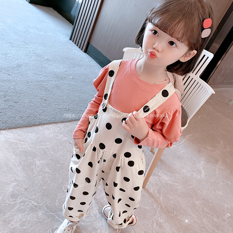 90 130 2点セット トップス パンツ セットアップ サロペット 長袖 女の子 韓国子供服 子供服 Q Toworld キュートワールド 子供服 メール便は何点でも送料の合計は280円
