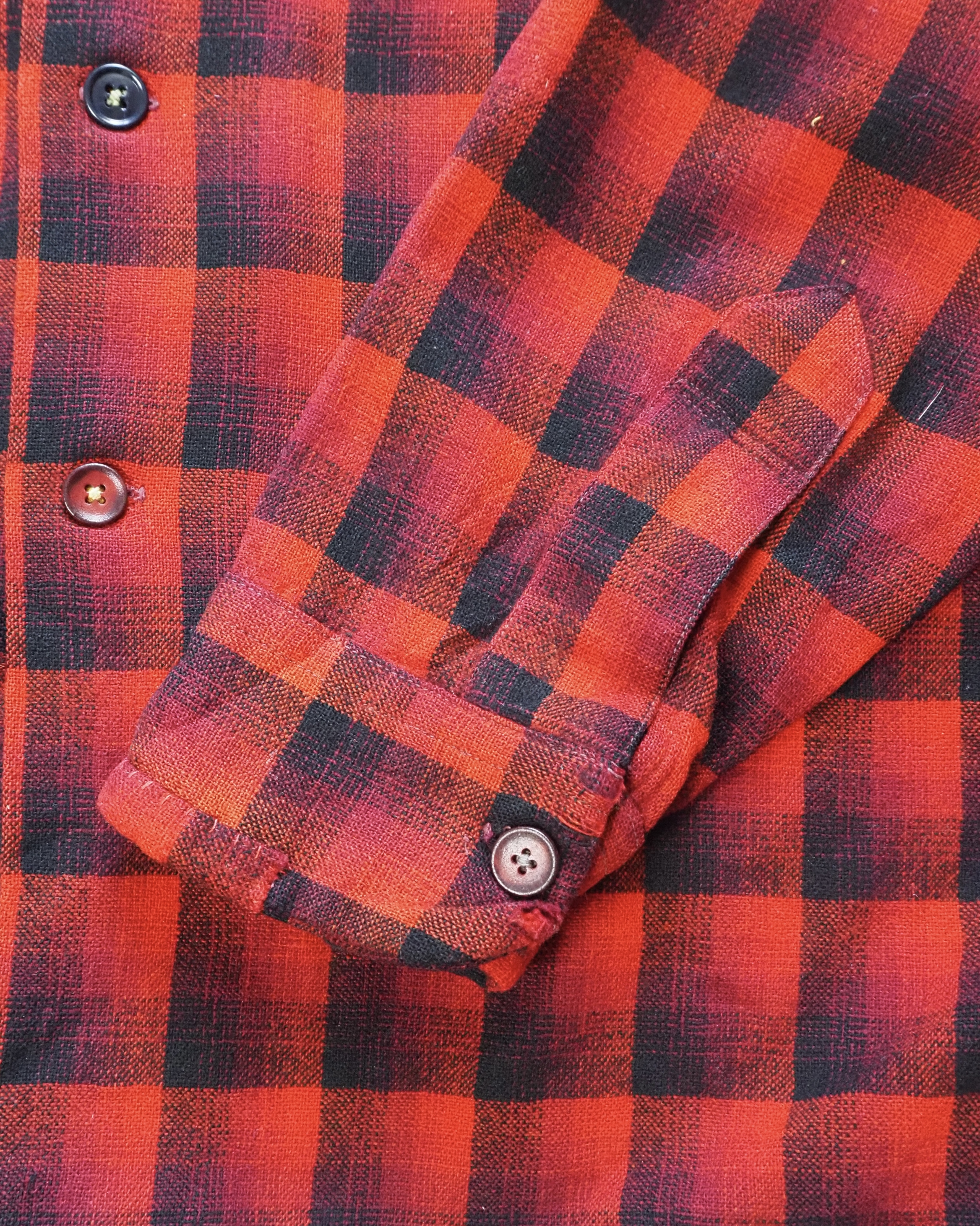 【VCM入荷】50’s Pendleton ウールシャツ オンブレチェック レッド×ブラック の画像 7