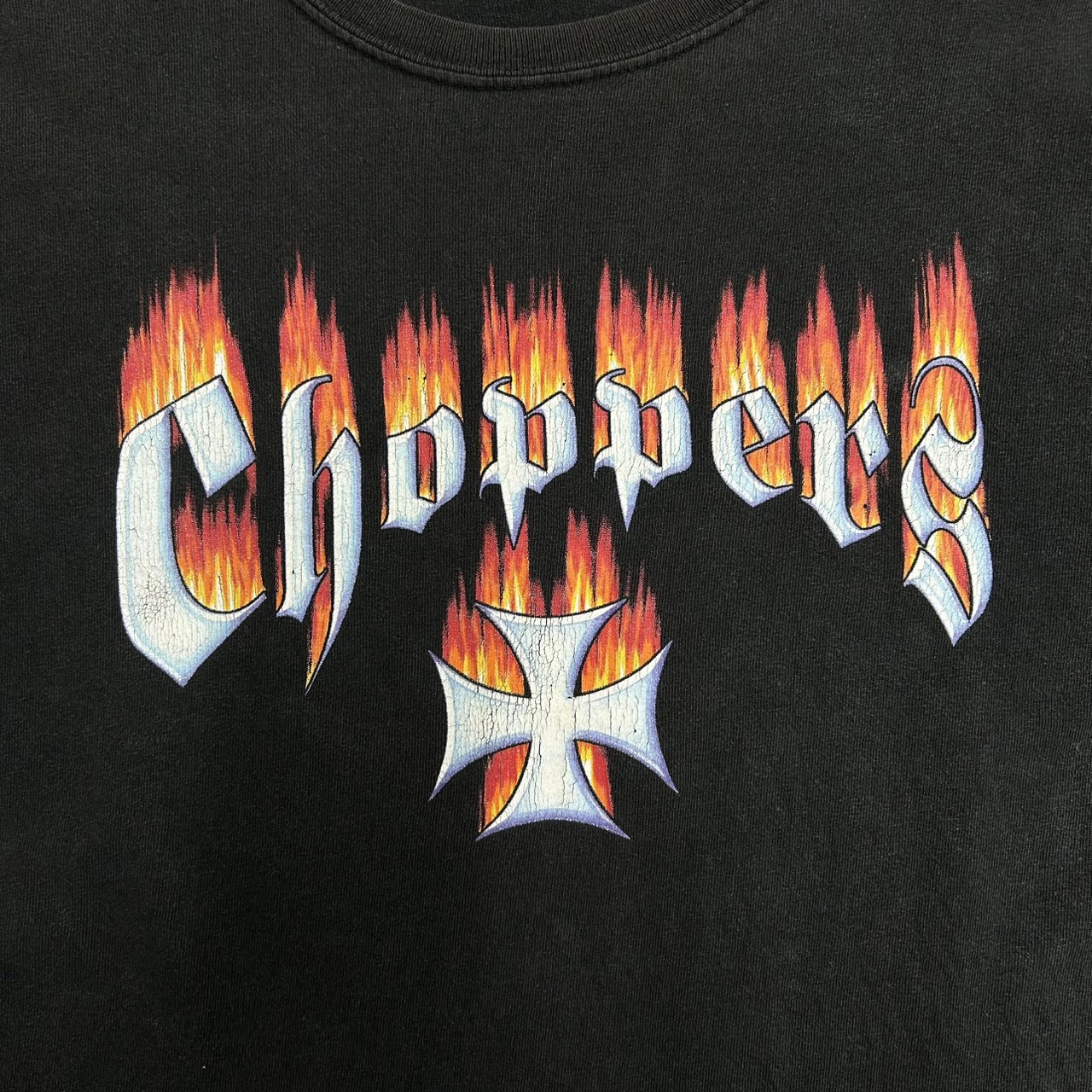 West Coast Choppers Flame Cross Long Sleeve T-Shirt Black DELTA Body M の画像 6