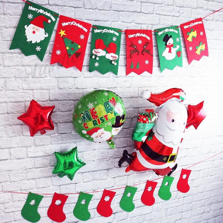 クリスマス おしゃれ 風船 ガーランド サンタ バルーン クリスマス雑貨 雪だるまベル デコレーションセット Merrychristmas ガーラント Fta193 幸せを運ぶ風船shopフロンティアバルーン