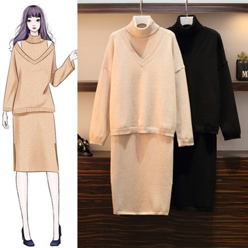 年新作 セットアップ セーター ワンピース ツーピースセット 2点セット Vネック 長袖 ニット セーター ルーズトップス ルーズニット ハイネックワンピース ノースリーブワンピース タートルネックワンピース ひざ丈 タイトワンピース 無地 おしゃれ カジュアル お