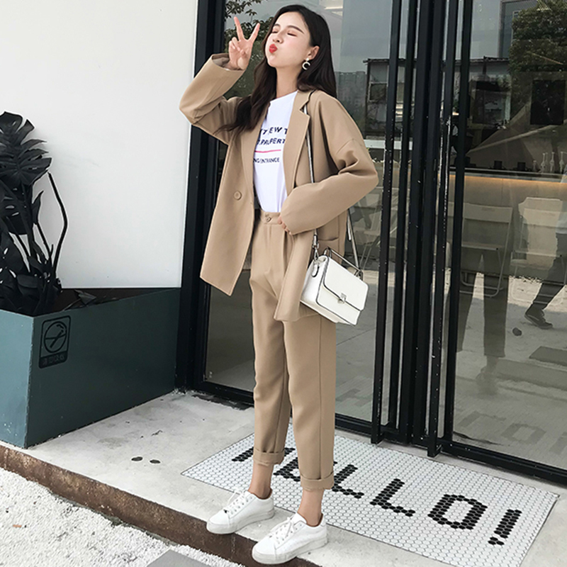 セットアップ パンツスーツ シンプル ジャケパン カジュアル 通勤 大きいサイズ ロールアップでもok 春 Ol T28 Bonheur Femme ボヌール ファム