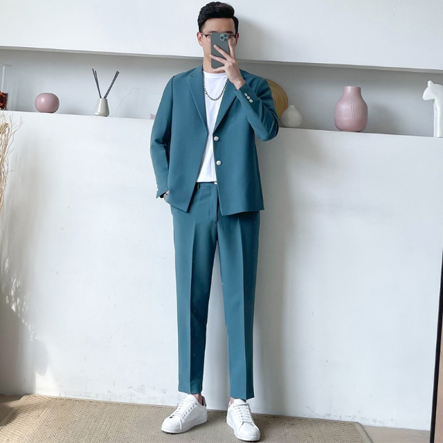 直売廉価 予約販売 メンズ セットアップ スーツ 無地 ライトスーツ シングル シック ブラック ブルー ベ オンラインストア値下げ Ssl Daikyogo Or Jp