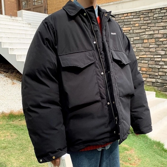 送料無料 3色展開 ストリート ユニセックス メンズ レディース トレーナー 男性ストリート冬ジャケットパーカー 19 オーバーサイズヒップホップパーカー韓国ファッション厚い原宿バブルコートウインドブレーカー St Lab