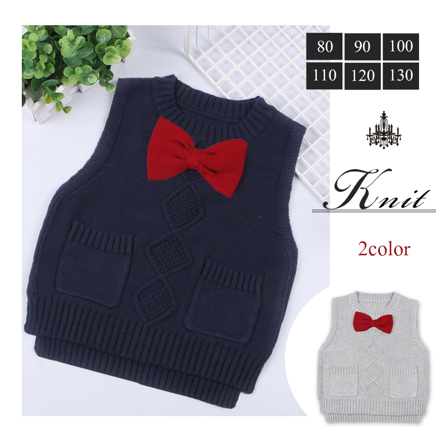 新春特別セール 全品30 Off ボーイズ 蝶ネクタイ風 ニットベスト セーター ベスト 幼児フォーマル 結婚式 冠婚葬祭 パーティー セレモニー 子供服 キッズ 男の子 女の子 U0011 ベビー こどもフォーマル コート Pomandbear ポンポンアンドベアー