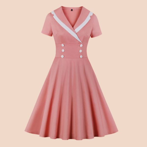 セーラー襟のピンクバージョン 1950sレトロドレス 1950 052 Re Tro