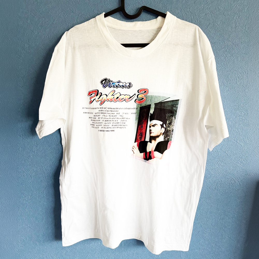 SEGA Virtua Fighter3（バーチャファイター3） 結城 晶 (Akira Yuki)　Single Stitch【古着/Tシャツ/格闘ゲーム/希少品/90's】