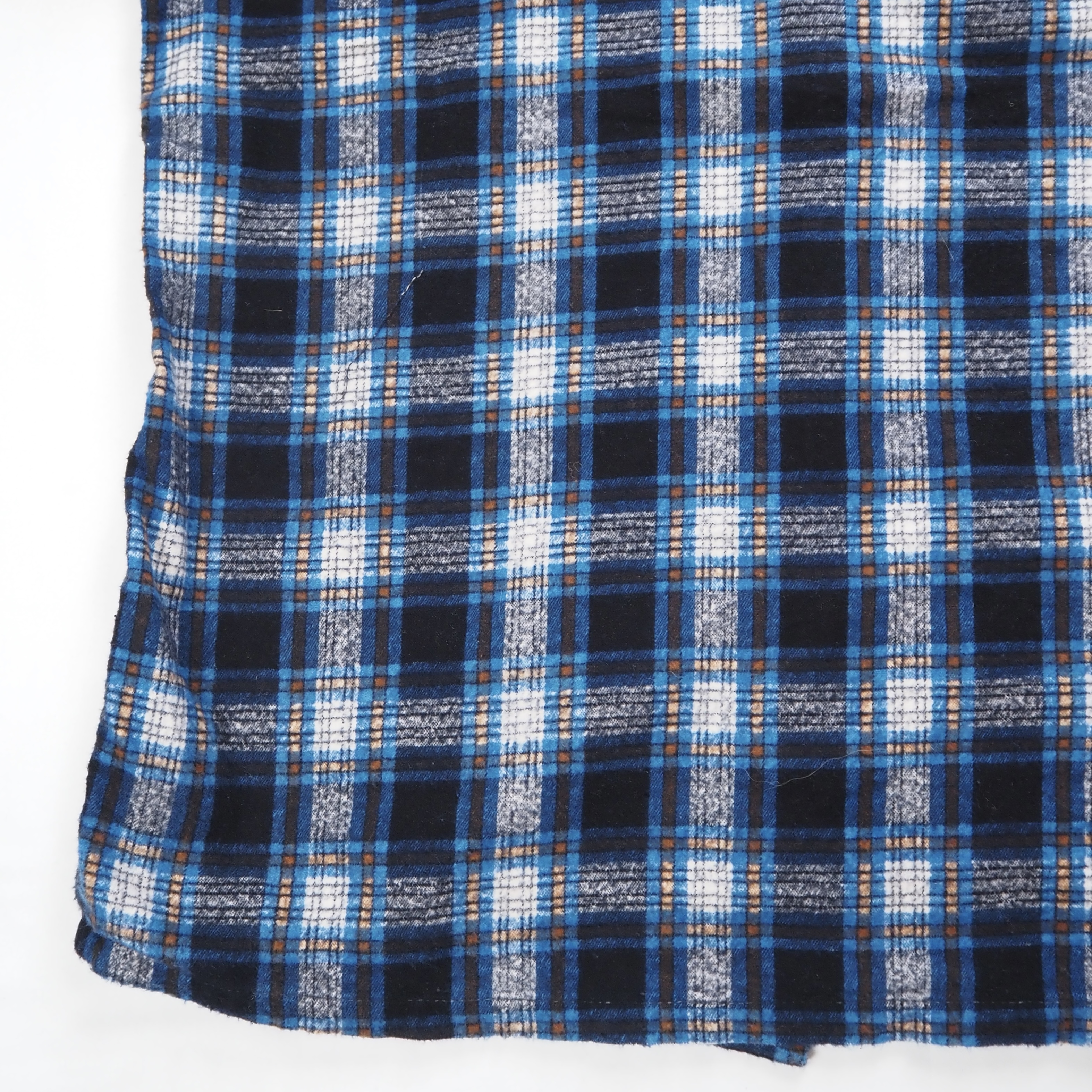 60’s Dan River Fabric プリントネル ブルー×ブラック  Mサイズ程度 の画像 13