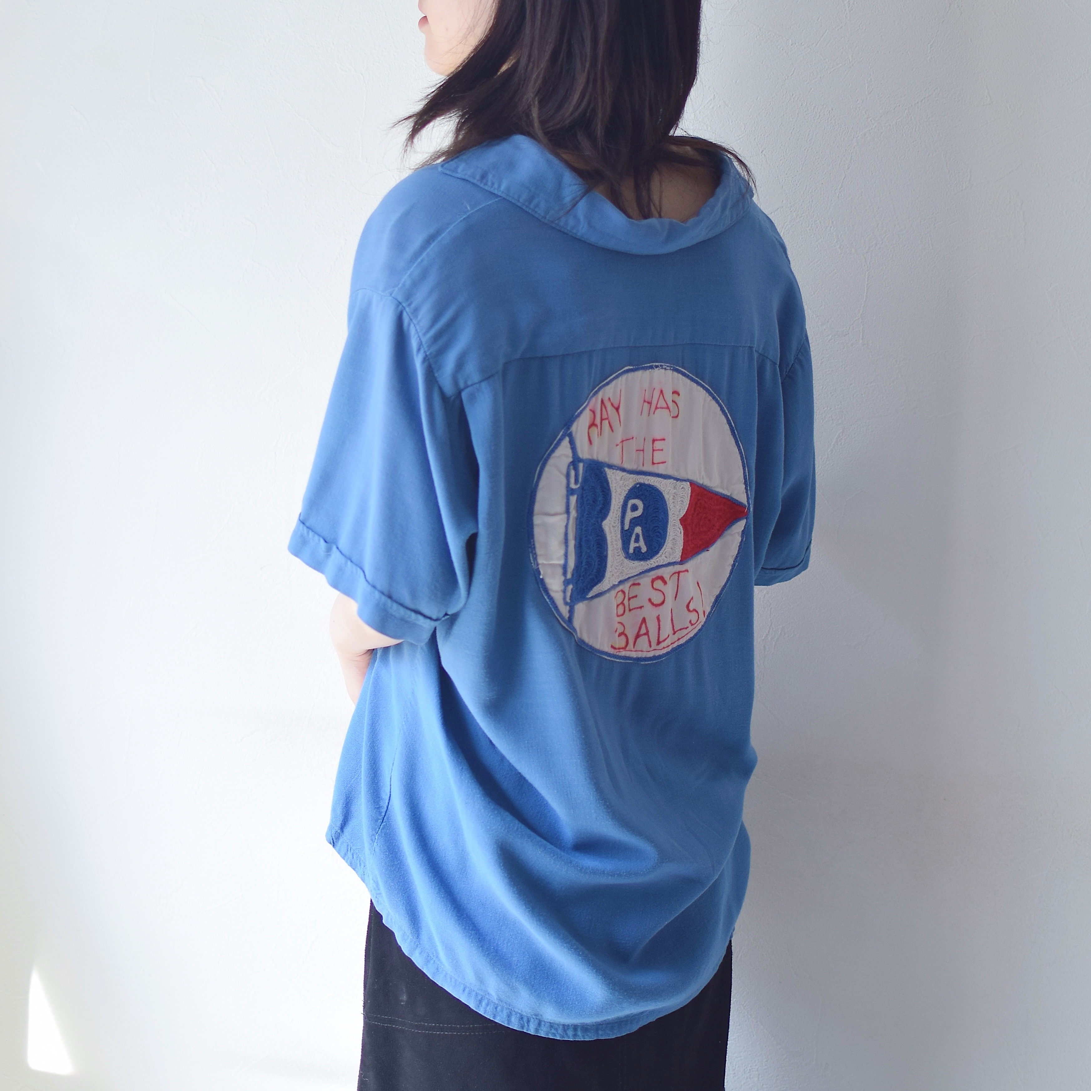 Vintage 60's【ANGELTOWN】"RAY HAS THE BEST BALLS!" Rayon Bowling Shirt の画像 6