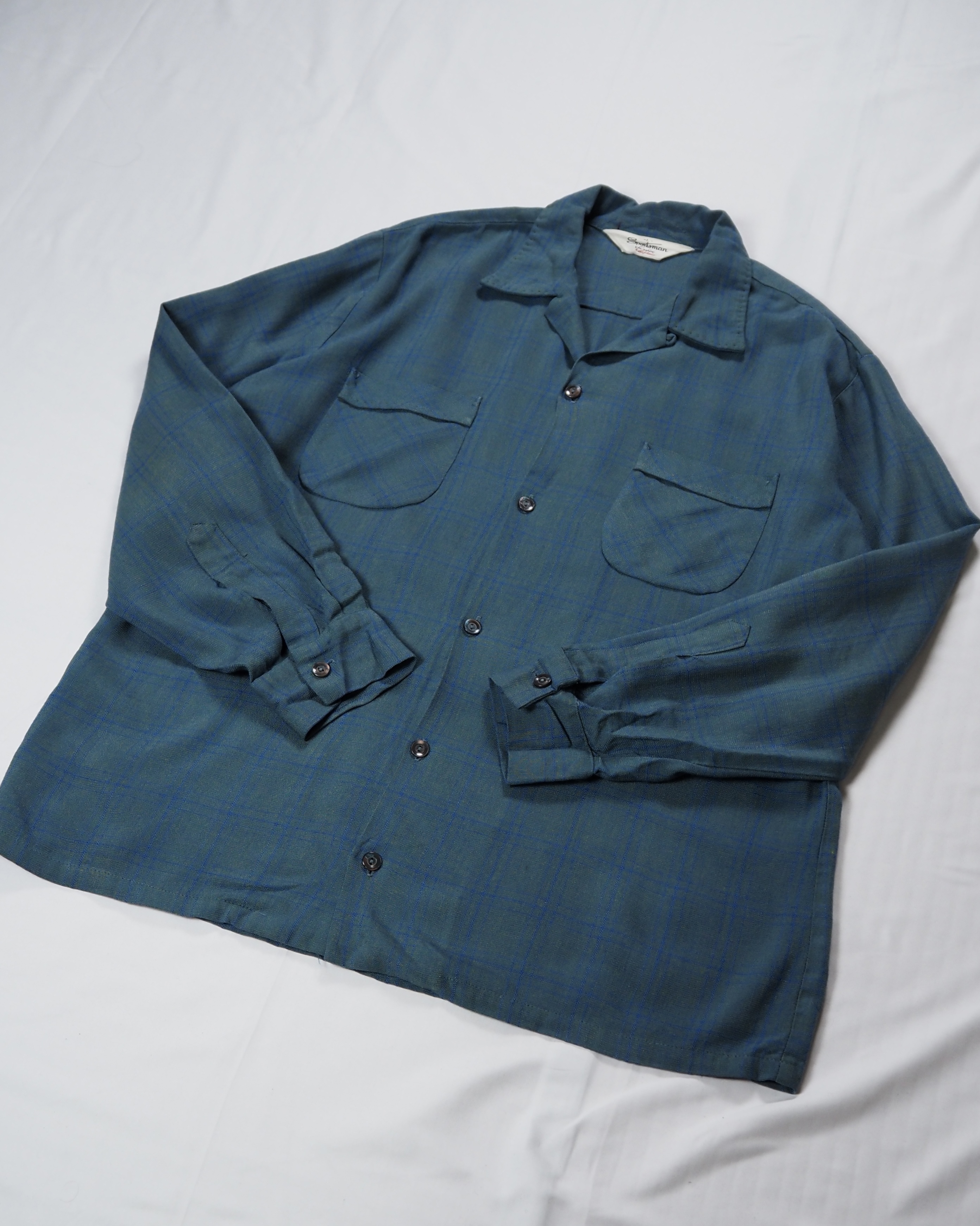 50’s Sportsman レーヨンシャツ ブルー Lサイズ の画像 7