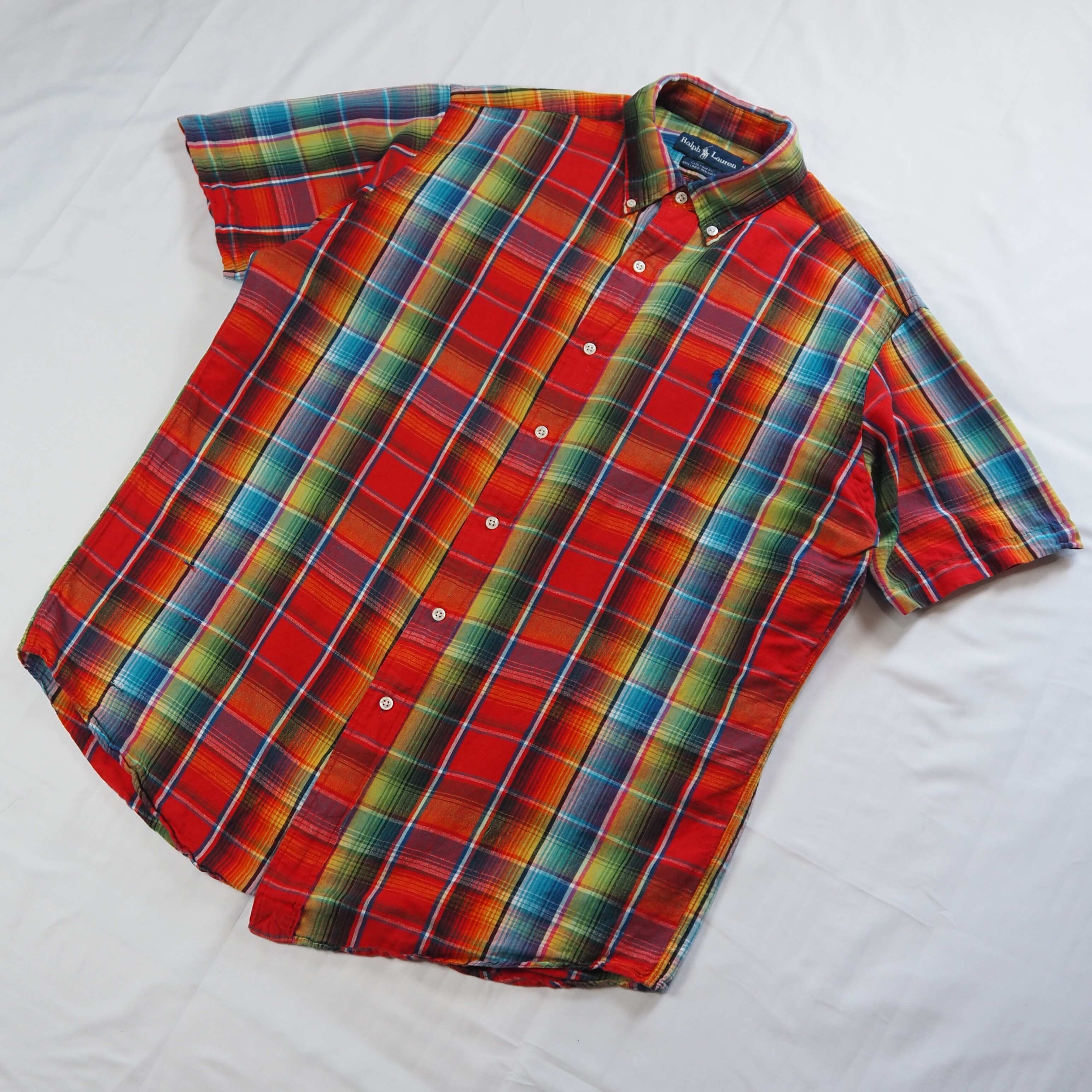 90's Ralph Lauren リネンコットンシャツ 半袖 Lサイズ の画像 2