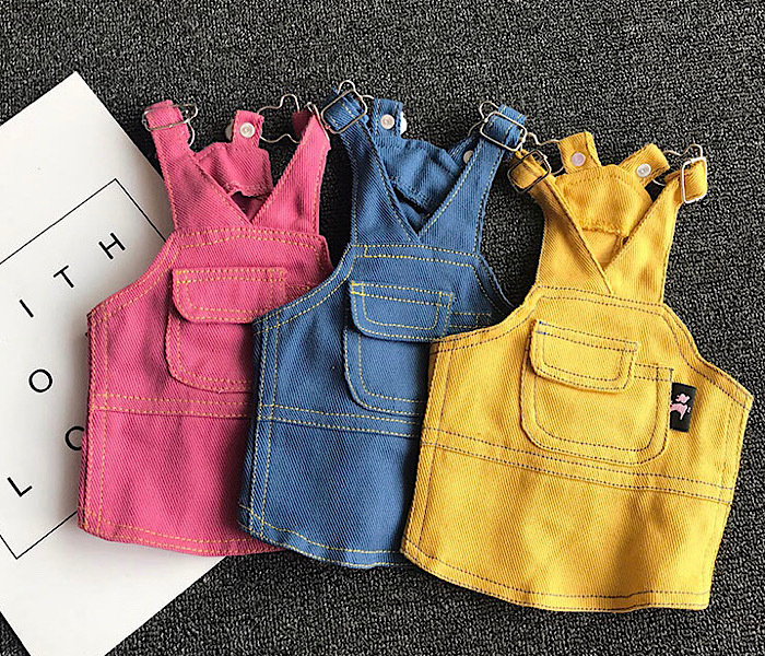 即納 015 台形デニムワンピース シンプルでかわいいロンパースなど小型犬の犬服通販サイト Azmin Shop