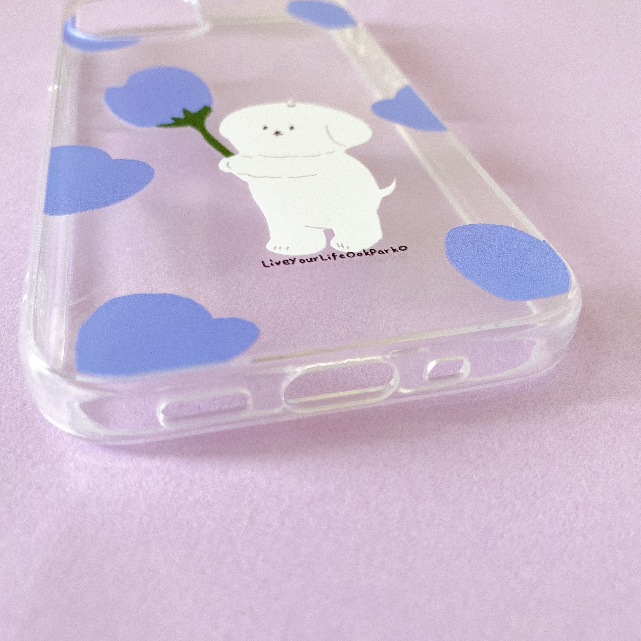 ゆるかわ わんちゃん ブルー イラスト クリア ソフト Iphoneケース Iphoneケース専門店 Loulou キラキラ ピンク ハート シンプル おしゃれでかわいい