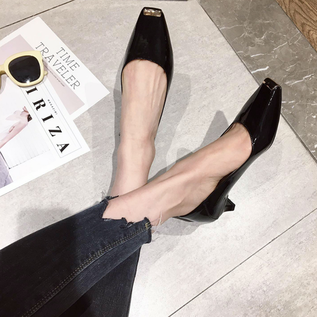 大阪超安い パンプス スクエアトゥ ローヒール 太ヒール 美脚 疲れない 大人可愛い フォーマル シンプル ネット購入 Ssl Daikyogo Or Jp