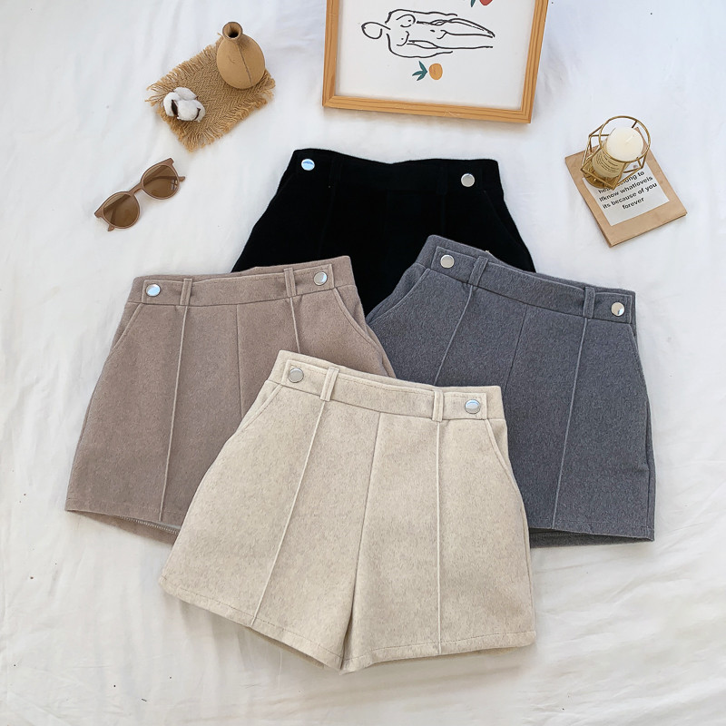 ボトムス 秋冬コーデ必須着やせ見えハイウエスト合わせやすいショート